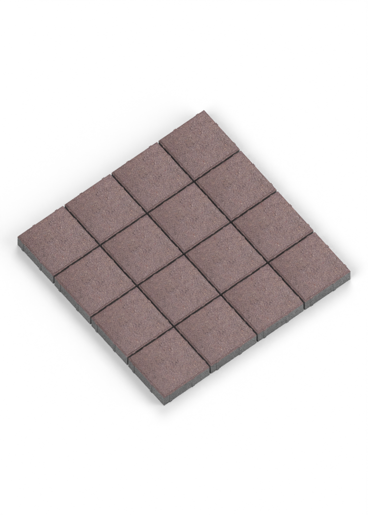Adoquín 20×20×6 cm — Chocolate — instalación 4×4, bicapa de 1 cm
