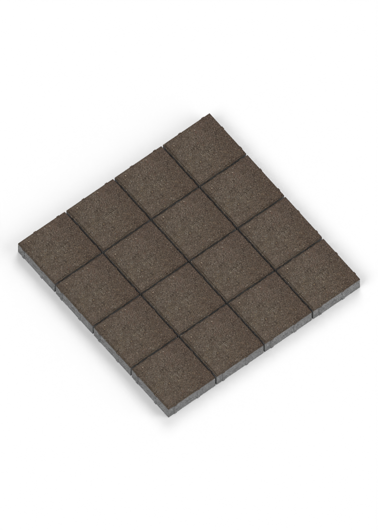 Adoquín 20×20×6 cm — Gris oscuro — instalación 4×4, bicapa de 1 cm