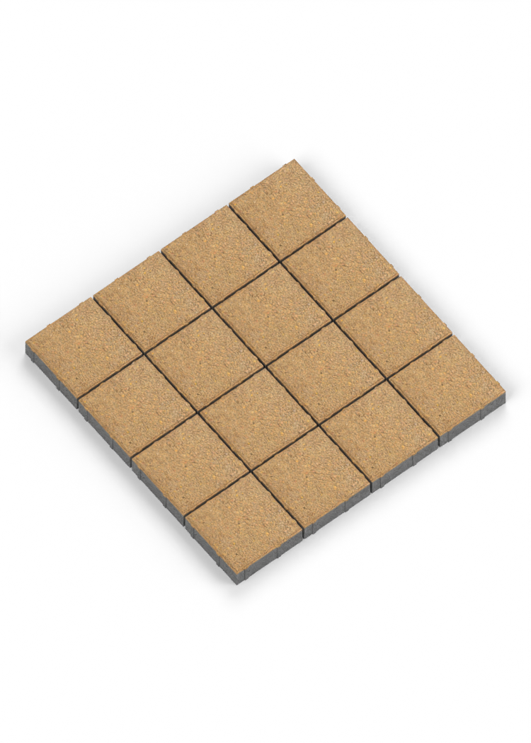 Adoquín 20×20×6 cm — Ocre — instalación 4×4, bicapa de 1 cm